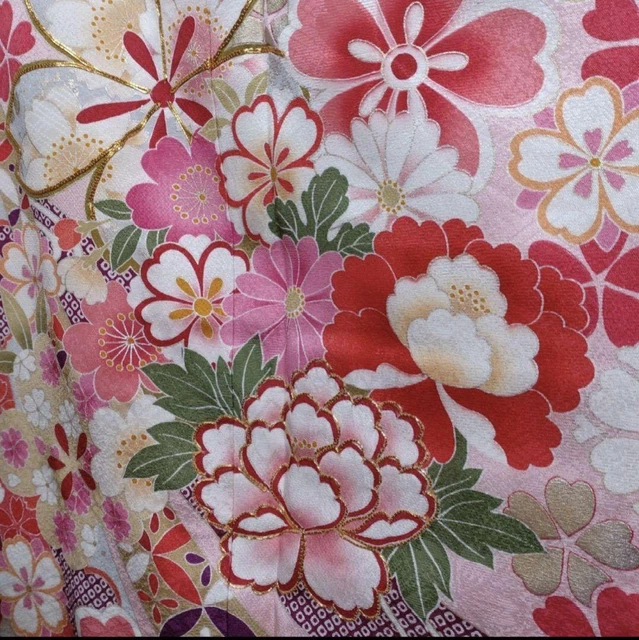 Furisode Kimono japan Kimono Furisode Koma Embroidery Flower Exhaustion Blurred 3