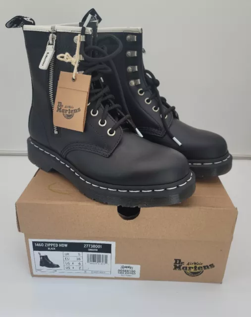 READ DESC -Dr Martens 1460 Zipped HDW Black Smooth Boots, Men 's 6 Women's 7