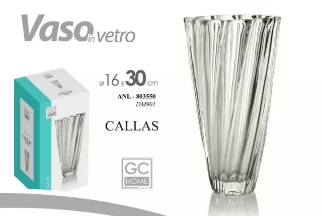 Vaso Porta Fiori  Vetro 30*16Cm Design Callas Deluxe Centrotavola  Eventi