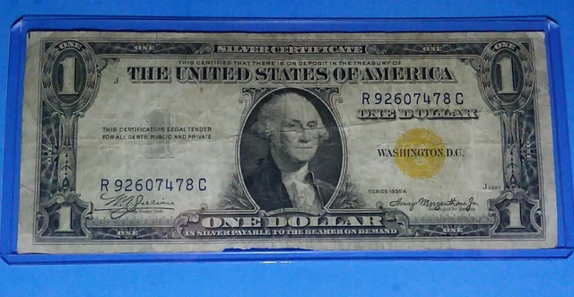1935 A $1 Silver Certificate,Ww Ii North Africa ! Yellow Seal ! F.circ! Nice !