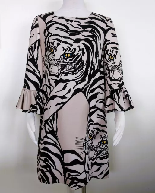 Valentino 1967 Tiger Dress Wool Silk Size 10 Made in Italy