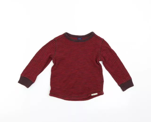 Baby Gap Boys Red Round Neck Striped Cotton Pullover Jumper Size 3 Years