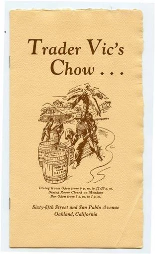 Trader Vic's Chow Restaurant Menu TIKI Oakland California 1930's