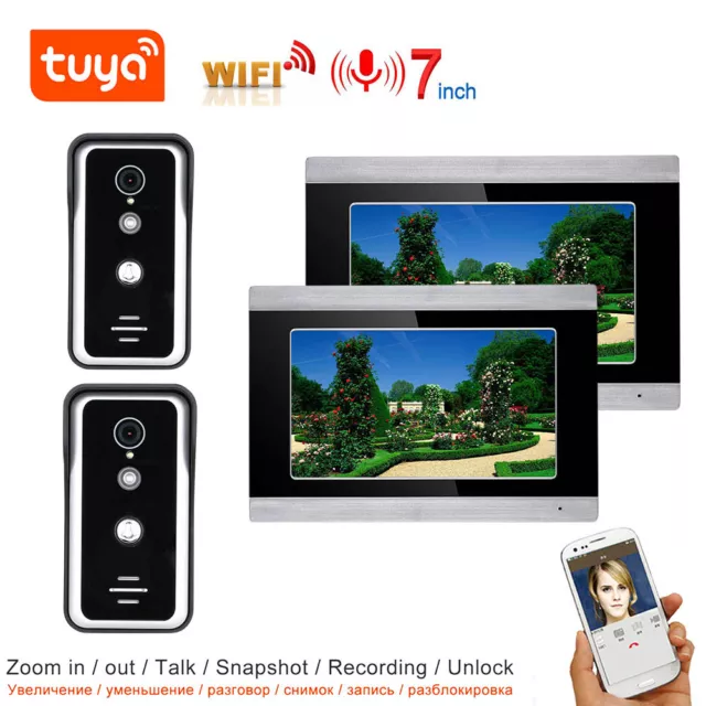 TUYA Video WIFI Door Phone Home Doorbell Intercom System w/7 Inch Touch Monitor