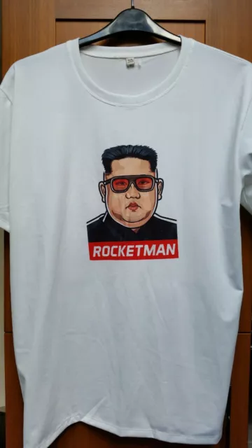 T-shirt da uomo Rocket Man Kim Jong-un divertente da uomo in cotone taglia XXL (2XL)