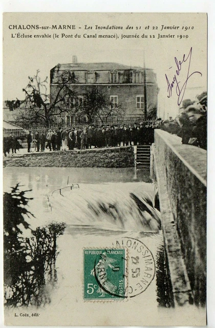 CHALONS SUR MARNE - Marne - CPA 51 - Crue de la Marne 1910 - L' écluse envahie