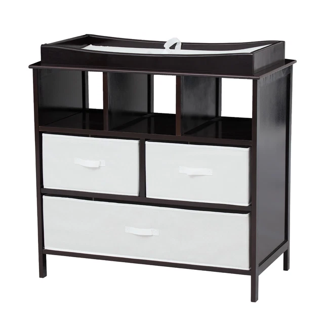Wooden Baby Changing Table Newborn Diaper Nursery Station Dresser with Pad