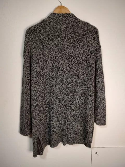 Gap Grey Cream Granny Core Boho Multi Knit Open Front Cardigan Sweater Small 2