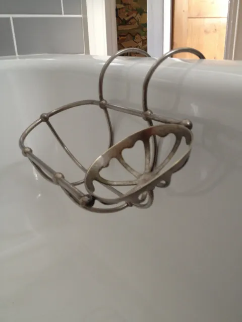 (658)Nickle Plated Victorian  Bath Tidy Soap Dish Original Vintage Salvaged Item