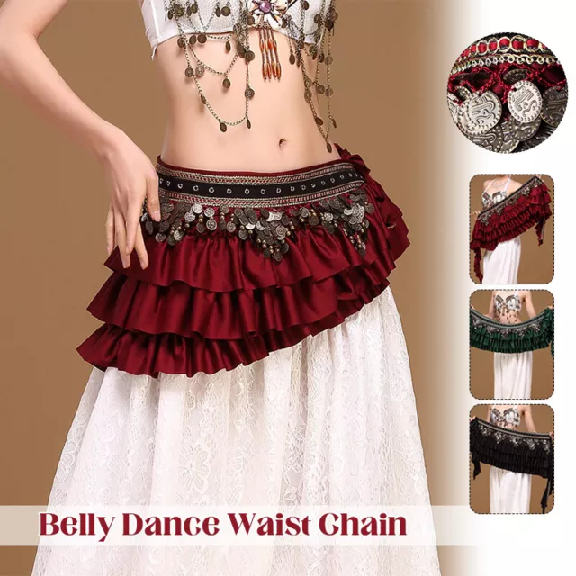 1PC Women Belly Dance Hip Scarf Dancing Coins Sequin Waist Chain Skirt Belt Wrap