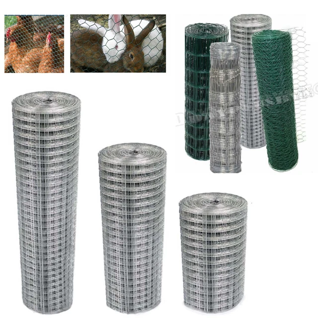 CHICKEN WIRE MESH Fencing Galvanised/PVC Netting Rabbit Fence Pet