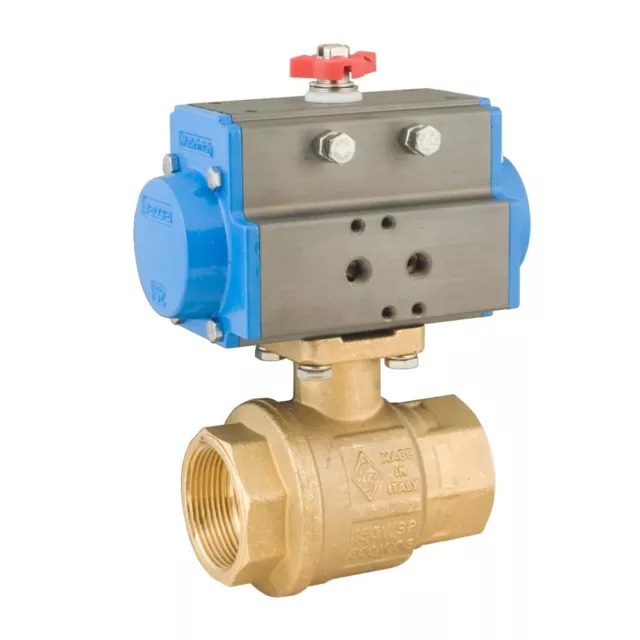 Bonomi 8P0082-2, 2" NPT Pneumatic Ball Valve, Brass Body, Full Port, Threaded