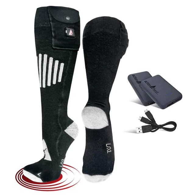 ActionHeat Cotton 5V Battery Heated Socks Black MD