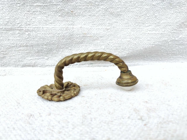 1920s Vintage Victorian Ceramic Knob Ornate Brass Wall Hanger Hook Decorative