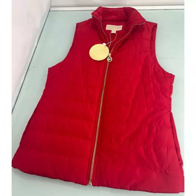 Michael Kors Womens Puffer Jacket Vest Red Size XS