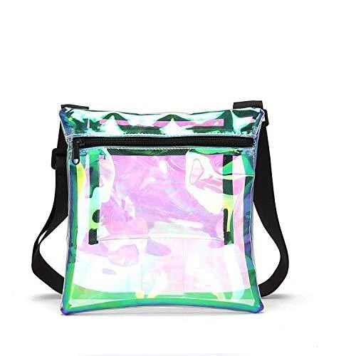 Clear Crossbody Purse Bag, Stadium Approved, with Extra Inside Iridescence