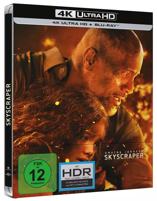 SKYSCRAPER (Dwayne Johnson) 4K Ultra HD + Blu-ray Disc, Steelbook NEU+OVP