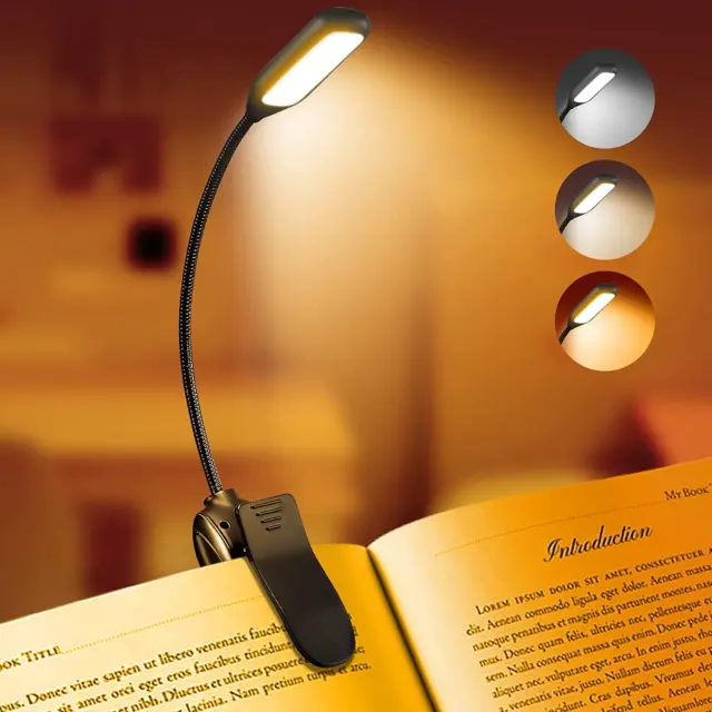 Rechargeable Book Reading Light, LED Book Light for Reading in Bed - Eye Caring