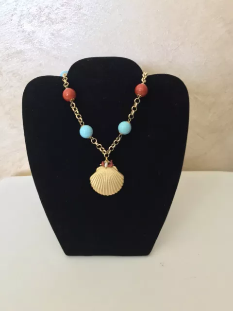 Collana con conchiglia in zama e perle di maiorca turchese e corallo gioielli