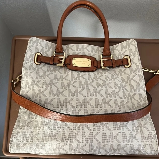 Michael Kors MK Signature Canvas Hamilton NS Large Satchel Tote Handbag