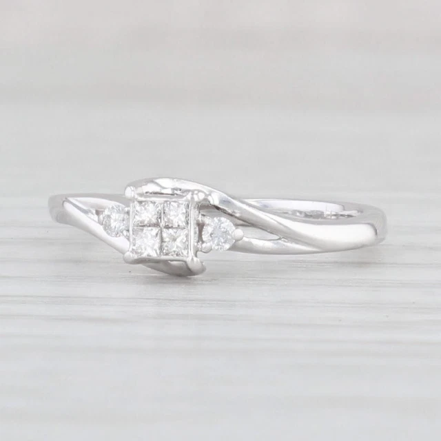 0.16ctw Prinzessin Diamant Verlobungsring 10k Weißgold Größe 4.5