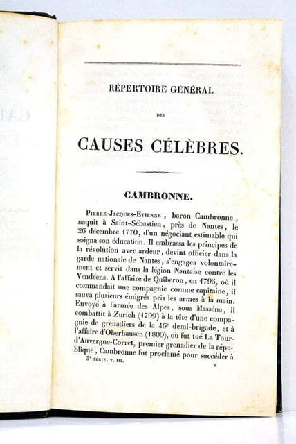 RÉPERTOIRE GÉNÉRAL DES causes célèbres anciennes et modernes Paris 1834