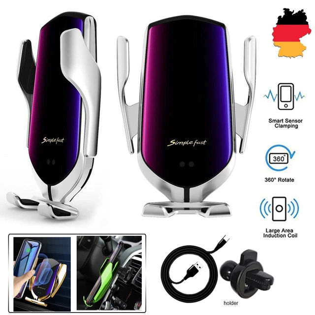 15W Qi Ladegerät Auto KFZ Handy Halterung Induktions Clamping Wireless Charger