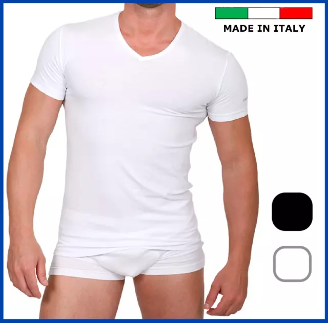 Maglia intima da uomo scollo a v collo cotone elasticizzato maglietta t-shirt