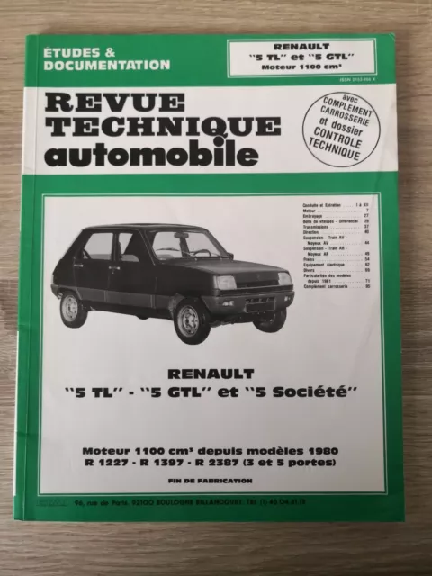 Revue technique rta Renault 5 782, 845, 956 cm3