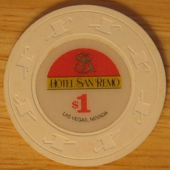 Hotel San Remo $1 Casino Poker Chip Las Vegas Paulson Hat & Cane