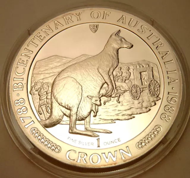 Isle of Man 1 Crown 1988 PP Silber 1oz 999 Känguru Bicentenary Australia