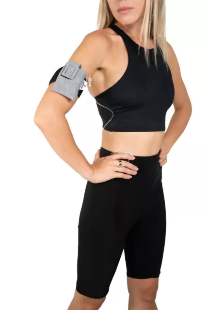 Estuche CGM cinturón deportivo gris brezo por bombas para receptor Dexcom G6