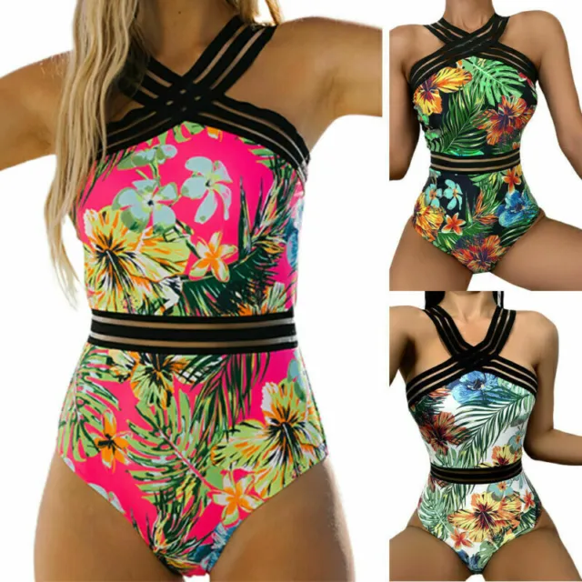 Women One Piece Boho Floral Bikini Monokini Swimwear Bathing Suit Beachwear New