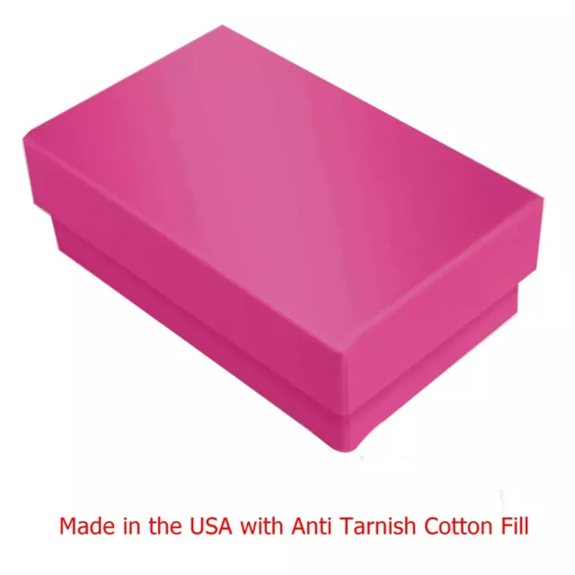 100 Glossy Pink Cotton Filled Jewelry Packaging Gift Boxes 2 5/8" x 1 1/2" x 1"