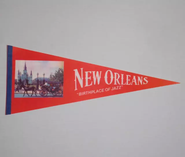 Vintage 1980s NEW ORLEANS LOUISIANA Birthplace of Jazz Souvenir 29 X 12 Pennant