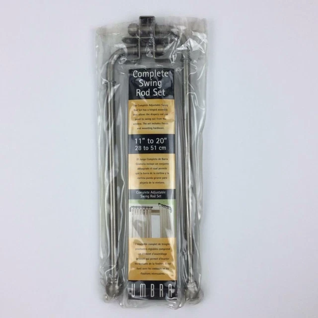 Umbra Drapery Curtain Swing Rod Set Adjustable 11" to 20"