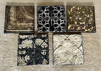 5 Antique OLDE GOOD THINGS NY Architectural Salvage Tin Tiles Art Wall Ceiling