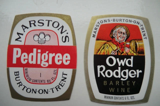 Mint Pair Marston's Pedigree & Owd Rodger Brewery Beer Labels