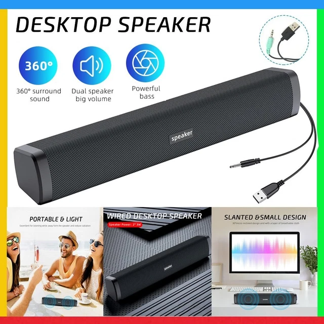 PORTABLE COMPUTER SPEAKERS USB Stereo Bass Sound Desktop Wired Speaker ...