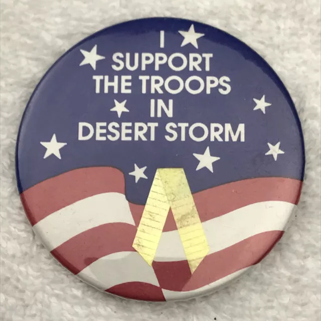 I Support The Troops In Desert Storm Vintage Pin Button Pinback