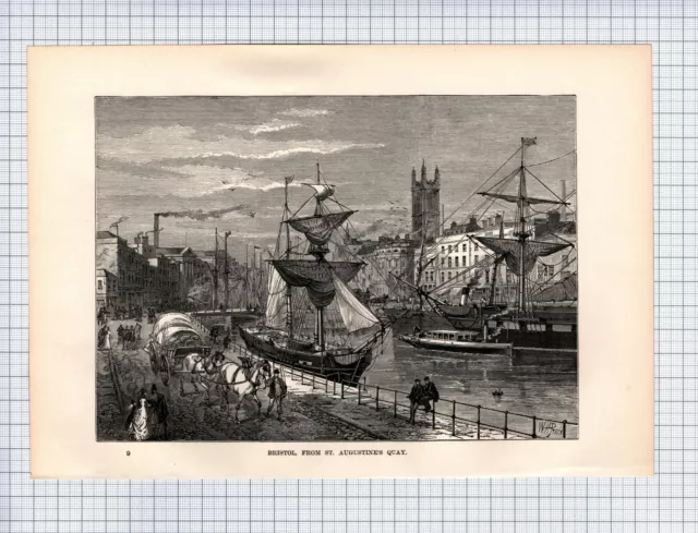 (6396) Bristol From St Augustine's Quay -  1891 Antique Print