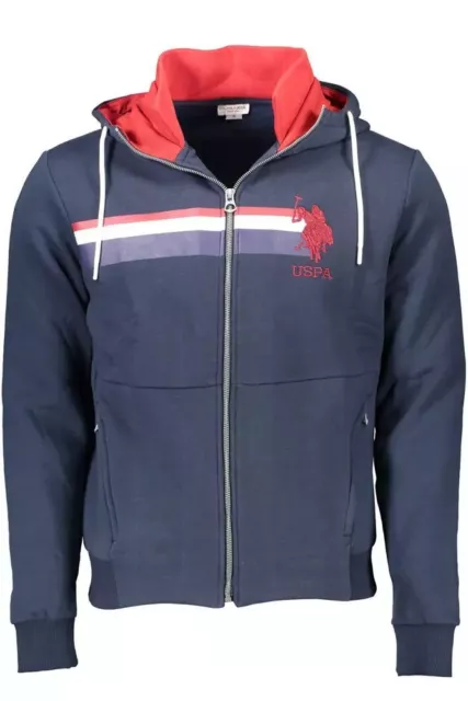 U.S. POLO ASSN. Chic Blue Hooded Zip Sweatshirt - Embroidered Men's ...