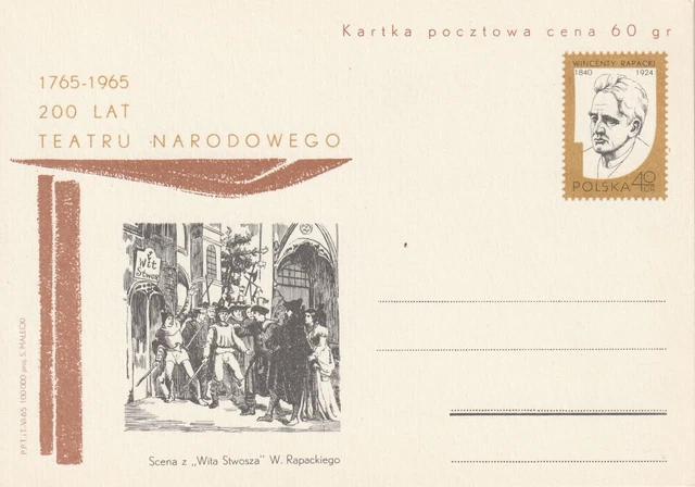 B 165) Polen 1965 GSK: 200 Jahre National-Theater Warschau (Veit Stoss, Rapacki)
