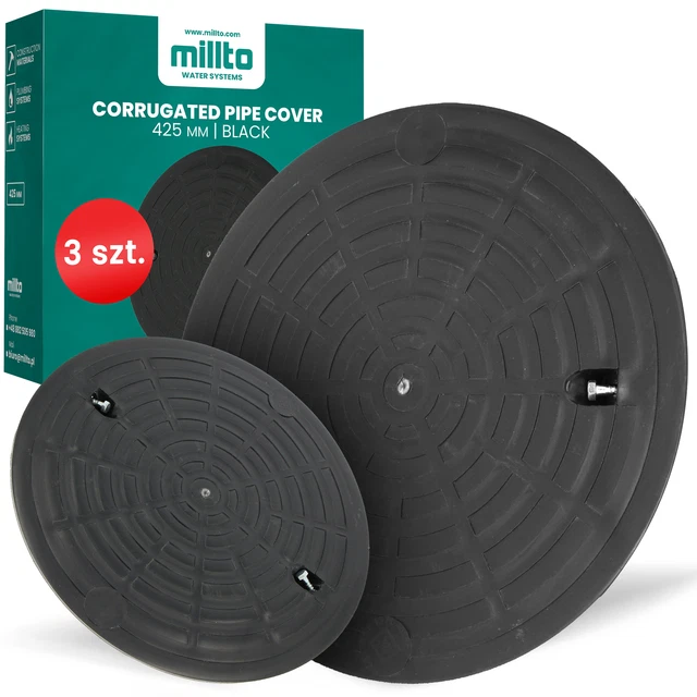 3x Millto™ Schachtabdeckung Kanaldeckel Kontrollschacht Abdeckung 425mm Wellrohr