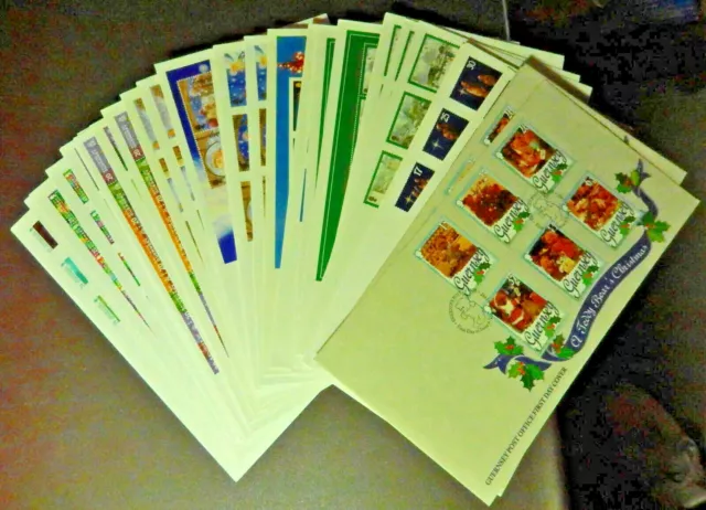 Guernsey Unaddressed Fdc Selection Of Christmas Years 1997 ~ 2006