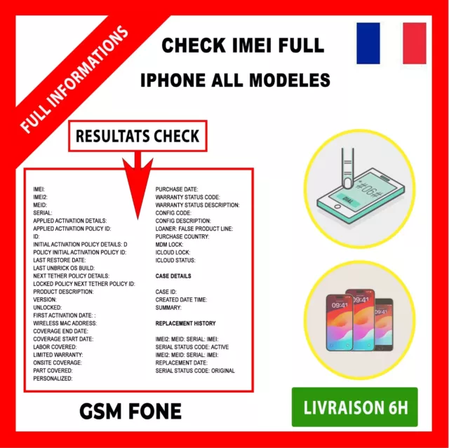 Check Statut Imei Iphone / Ipad / Mac Full Infos + Wifi Mac + Replacement & Case