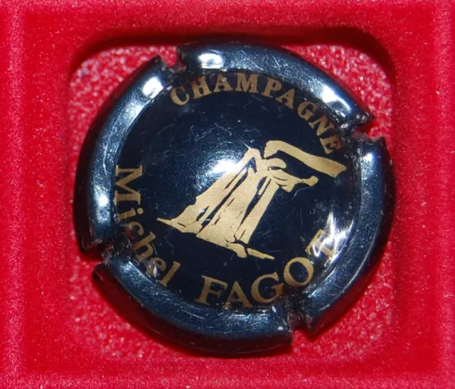 1 Plaque de muselet de champagne Fagot Michel bleu foncé or