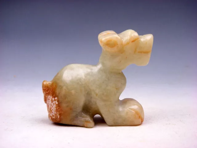 Old Nephrite Jade Stone Carved Sculpture Seated Foo Dog Lion #10302301