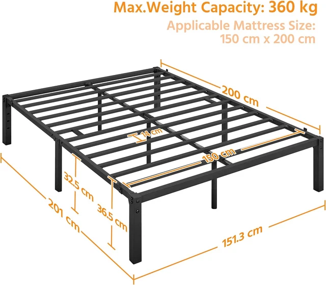 YAHEETECH 36 CM 5ft King Metal Platform Bed Frame with Heavy Duty Steel
