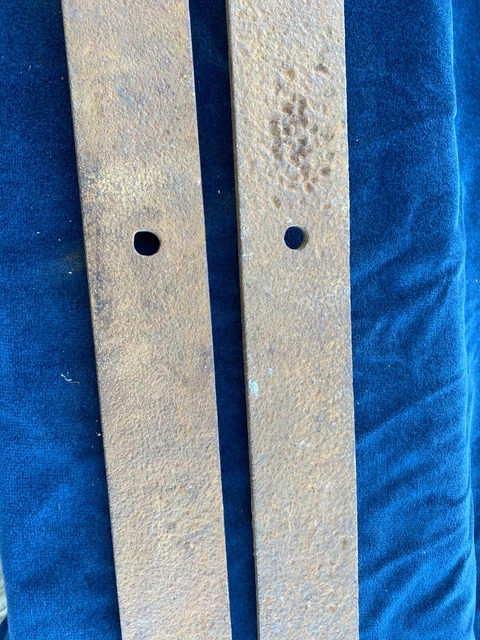 2 vintage barn door strap hinges 36" Long 2.5" wide Wrought Iron Cast Metal 14